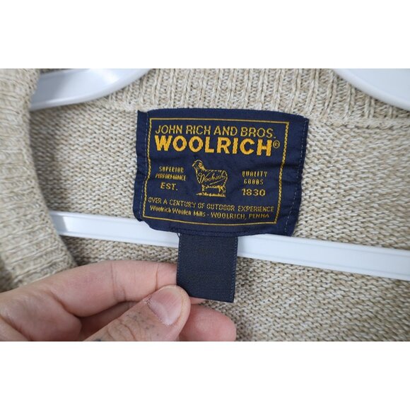 Vintage 90s Woolrich Mens Large Blank Cotton Knit Crewneck Sweater Beige USA - Picture 5 of 10
